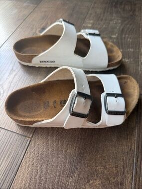 Birkenstock White Two-Strap Buckle Sandals